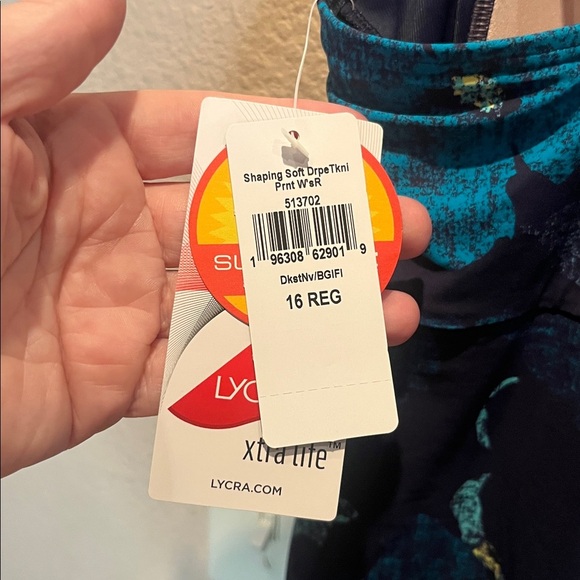 New L.L. Bean Women’s Tankini Top Navy Blue Sea Glass Soft Drape Size 16 NWT - Picture 9 of 11